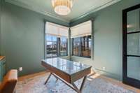 All window treatments have remotes and can be controlled on an app as well!  A very smart home!