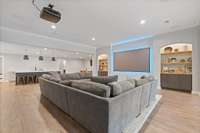 Living room projector and 120" screen (w/ LED backlights), surround sound paradigm speaker's with inwall sub