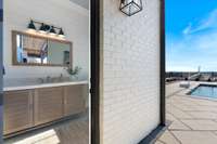 A designated pool bathroom for convenience when enjoying the outdoors!