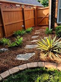 Convenient stepping stones to the front gate