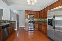 Large open and airy kitchen with an extended breakfast nook.