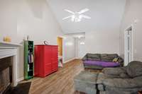 Vaulted ceiling living area