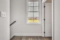 As you enter the 2nd floor, you are welcomed by a window with a great view of the the neighborhood shops & restaurants.