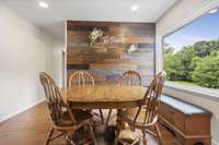 Fantastic wood accent wall for your eat-in kitchen area....