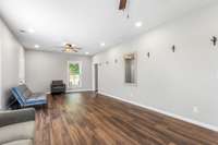 This room wraps back to the main living area... just on the other side of the barn door