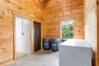 Additional storage and access to the kitchen space from the main room area