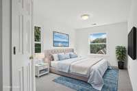 Virtually Staged Bedroom with walk in closet!