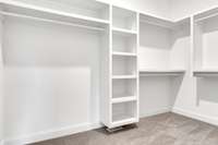 Large custom closet for owner's convenience.