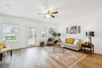 Lots of natural light with all windows & exterior doors have faux wood blinds!