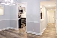 From Dining room, looking into kitchen and hallway