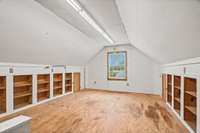 This is located above the attached garage.  So much storage space!