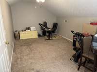 Rec room currently used as a home office.