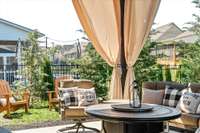 The covered patio provides a peaceful calming retreat after a long week