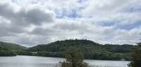 View of shoreline across the lake.