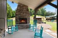 Sit and relax by the wood burning fireplace.