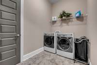 Spacious Laundry room is located off the back hallway with easy access to both first floor bedrooms.