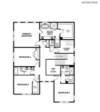 The 2nd floor of this home features 4 bedrooms and 3 full bathrooms. The Owner's Suite includes a tiled walk-in shower along with a separate soaking tub. Bedroom 3 also includes its own dedication bathroom. Bedroom 4 can also be used as a media room.
