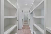 Primary bedroom buit-in closet shelving
