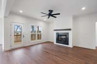 Cozy gas fireplace perfect for chilly days