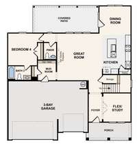 First Floor Layout - Guest Suite with private bath downstairs along with 1/2 bath.
