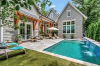 Rear of home with pool.