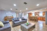 Large living room and kitchen