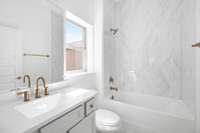 There is no window in the bathroom on the interior units.