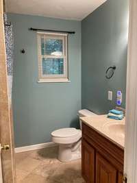 Primary bath also freshly painted.