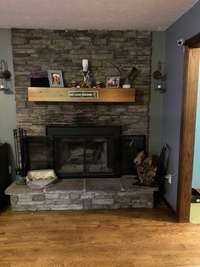 Large mantle and hearth.