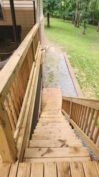 Access from deck to back yard and covered patio.