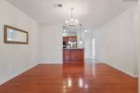Beautiful flooring in the dining area.  Could also use this area as a home office.