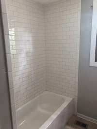 New subway tile in combo bath/tub