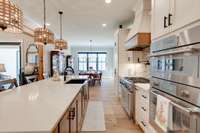 Built-in oven and microwave wall will please most any chef!