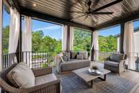 The screened-in porch is an extension of the main level living space