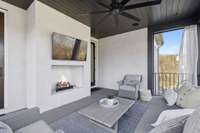 Enjoy the gas fireplace on game days