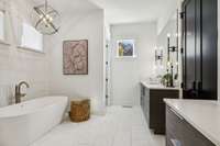 Separate double vanities
