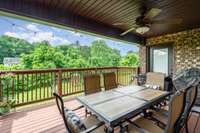 Covered back deck great for entertaining.