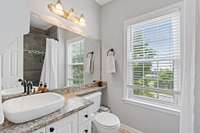 Beautiful bathroom with a large sink and extra storage