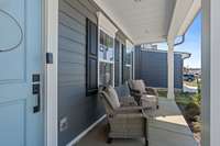 Deep covered front porch. This home has covered front and back outdoor spaces!