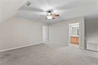 A view from the bonus room looking into the full bathroom upstairs!