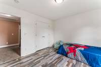 There is new flooring in this room and a large closet