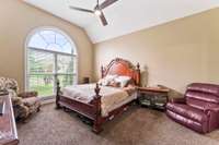 The oversized primary bedroom is on the main level.