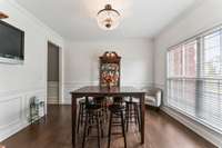 This dining room was just painted and has a lot of natural light!