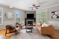 Living room next to kitchen