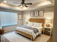 Virtually staged master bedroom
