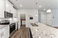 Open kitchen to living area