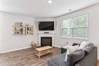 Living area with electric fireplace