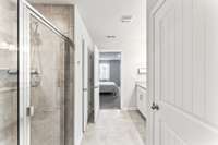 Large, tile shower