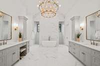 The luxury primary bathroom is more than just a room—it's an experience, a sanctuary, and a retreat from the stresses of everyday life. It's a space offering a haven of tranquility and indulgence that is truly unmatched.