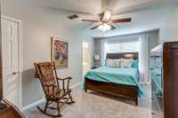 Primary suite with fresh carpeting, walk-in closet and ensuite bath located at the rear of the unit, such a peaceful, quiet retreat with a great view.